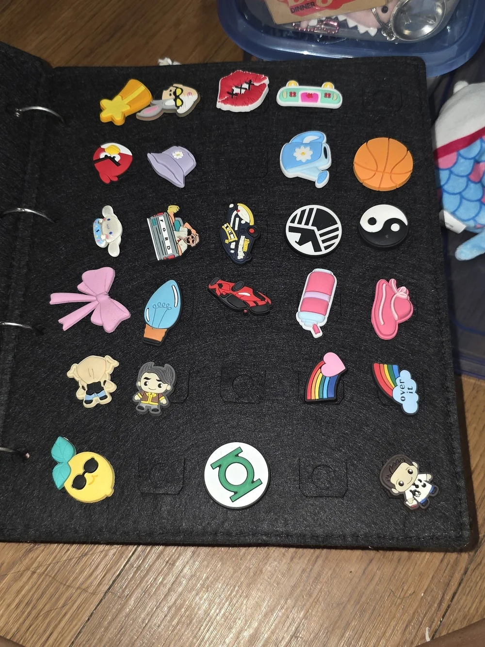 Black Felt Binder/Organizer With Croc Charms.